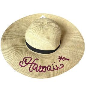 Surfwear Hawaiian Straw Sun Hat Classic Beach Hat Pink Sequins Women's Regular O